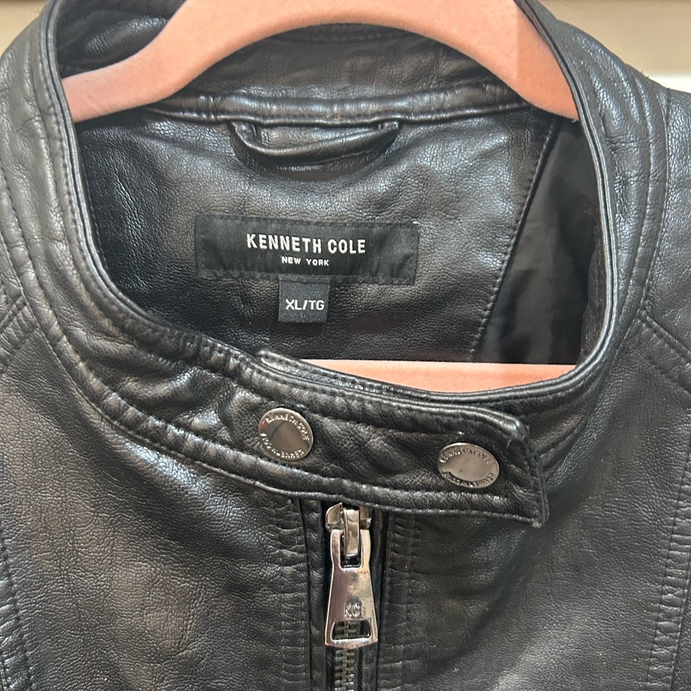 Kenneth Cole Black Pleather Moto Jacket, size XL - Picture 3 of 4